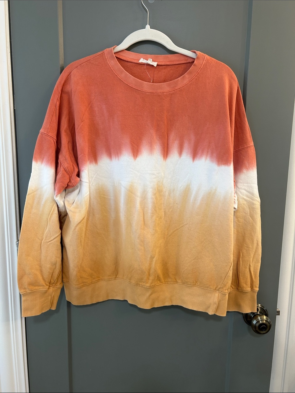 easel Tie-Dye Crewneck Sweater - Rust, White & Tan size medium